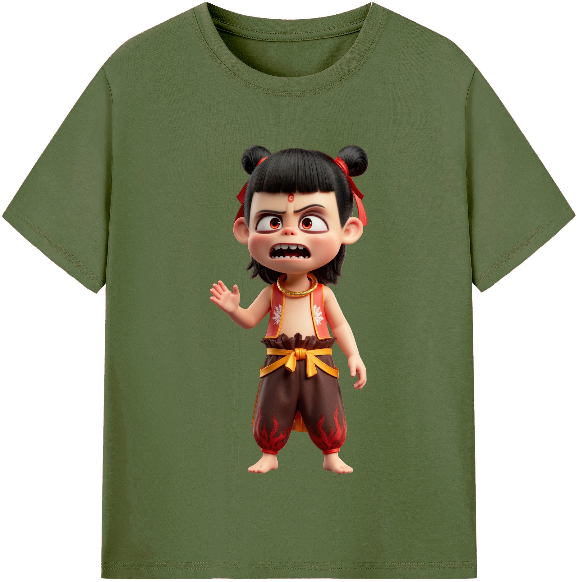 （画像用） Ne Zha 2 ナタ 魔童の大暴れ 綿100％半袖Tシャツ（フロントプリント）